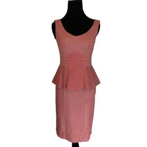Nanette Lepore Red and White Striped Sleeveless Corset Peplum Dress Size 0